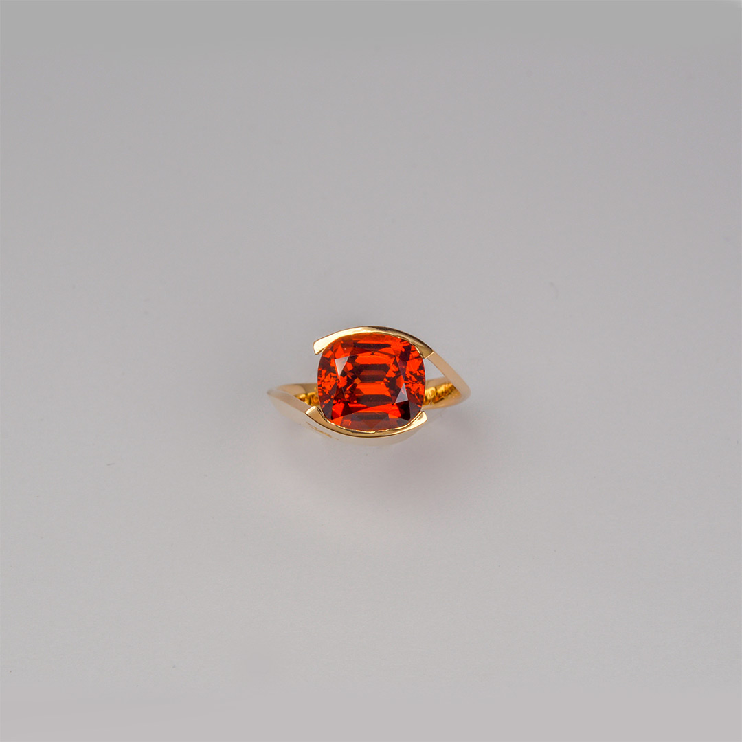 Bague de Foi Grenat Mandarin et Or Jaune Bague de Foi Grenat Mandarin et Or Jaune