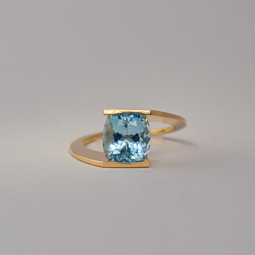 Bague de Foi Aigue-Marine et Or Jaune Bague de Foi Aigue-Marine et Or Jaune