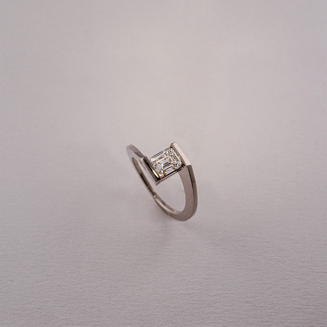 Bague de Foi Diamant Taille Emeraude Bague de Foi Diamant et Or Gris