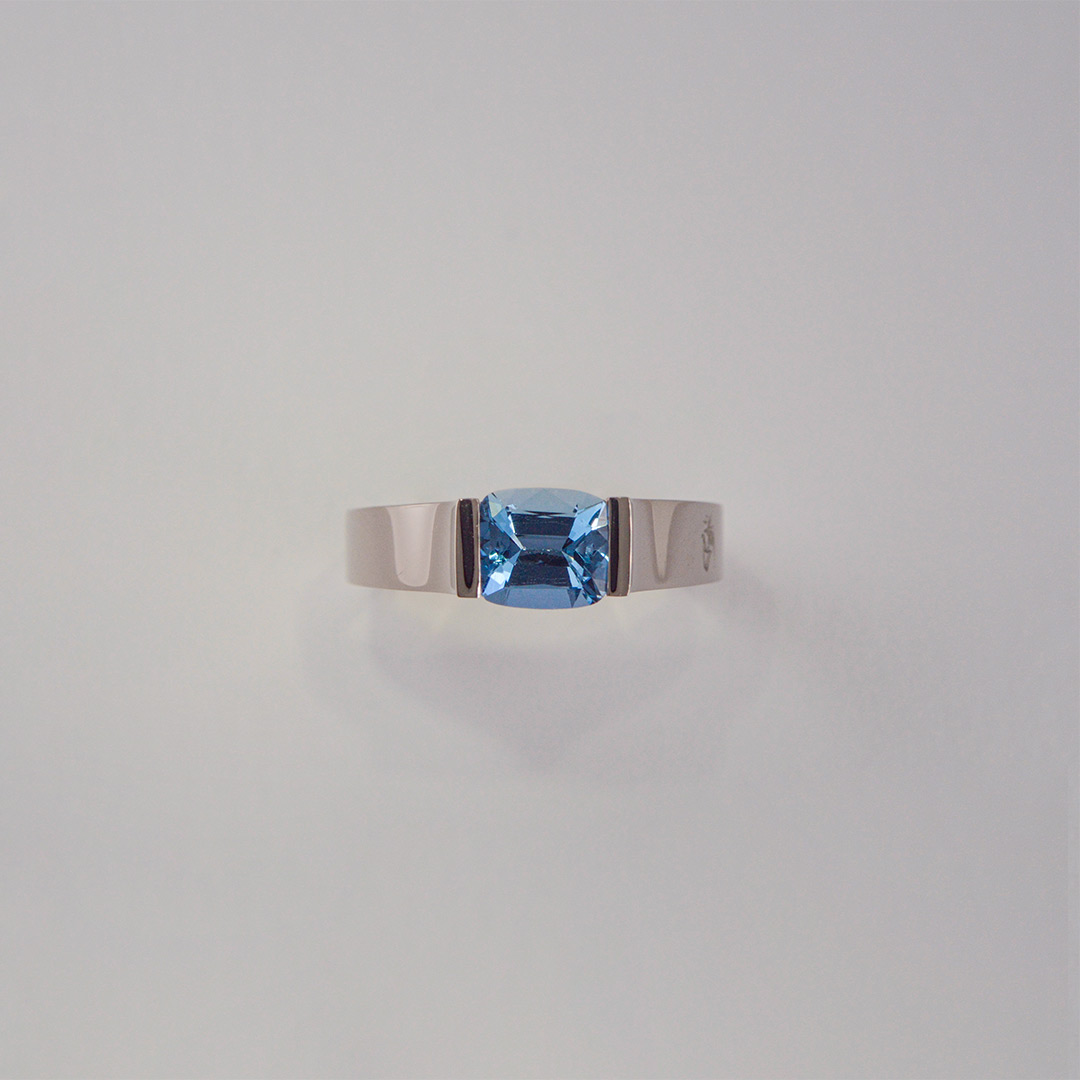 Bague P'tite Alice Aigue-Marine Or Gris Bague Aigue-Marine Bénédikt Aïchelé Or Gris